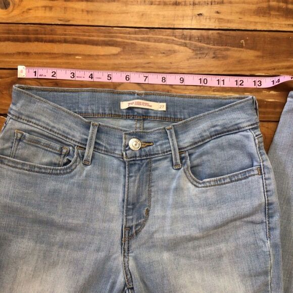 LEVI’S 710 jeans light blue super skinny mid rise stretchy denim distressed 27 - Picture 11 of 13